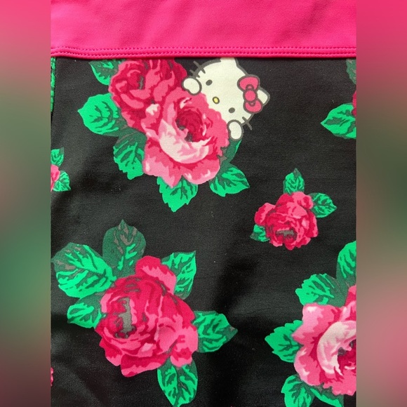 Torrid x Hello Kitty Black and Pink Floral Underwire Strapless One Piece Suit. 1 - Picture 7 of 14